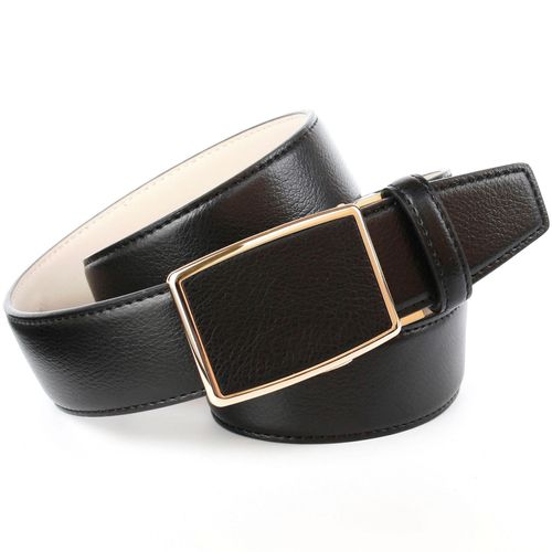 Ledergürtel ANTHONI CROWN, Damen, Gr. 110, schwarz, Leder, unifarben, Gürtel, mit goldfarbener Automatik-Schließe