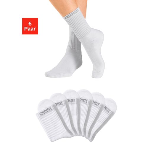 Tennissocken CHIEMSEE, Damen, Gr. 35-38, weiß, Baumwolle, Elasthan, Polyamid, unifarben, normal, Socken, mit eingestricktem Markennamen
