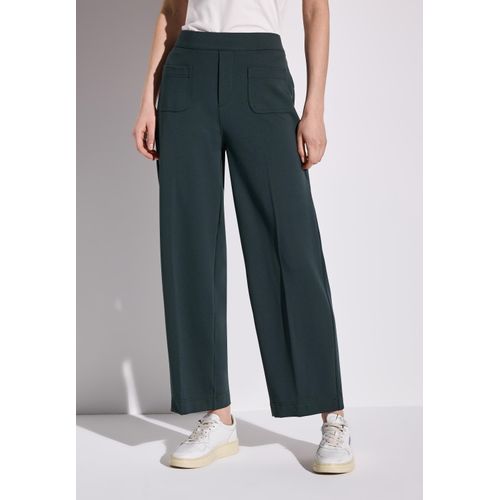Stoffhose STREET ONE, Damen, Gr. 46, Länge 28, grün (hunter grün), Stoff, 61% Viskose, 32% Polyamid, 7% Elasthan, unifarben, casual, comfort fit knöchellang, Hosen, High Waist
