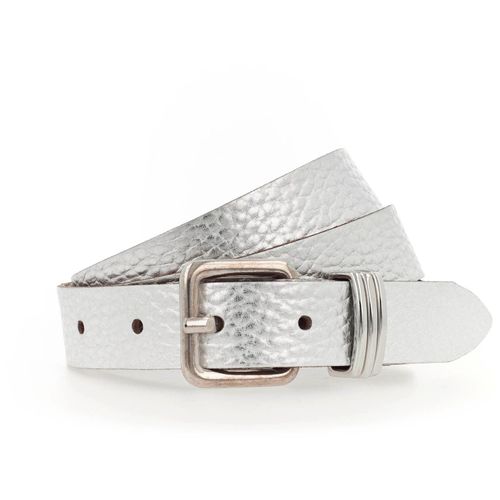 Ledergürtel TAMARIS, Damen, Gr. 105, silber (silberfarben), Rindsleder, glänzend, casual,modisch,festlich,feminin, Gürtel, mit Metallic-Finish