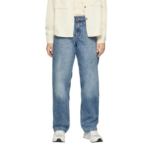 Relax-fit-Jeans QS, Damen, Gr. 42, Länge 32, blau, Denim/Jeans, Obermaterial: 100% Baumwolle, unifarben, casual, relaxed fit knöchellang, Jeans, im Five-Pocket Style