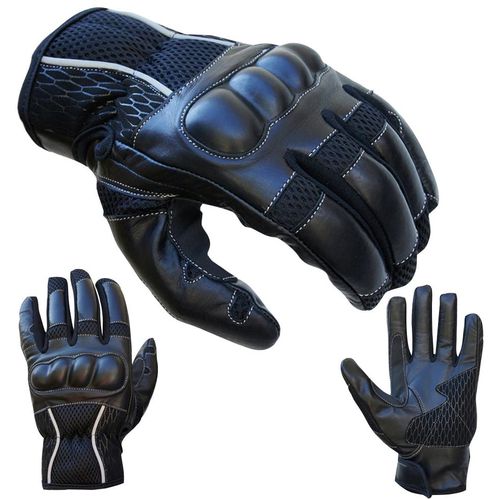 Motorradhandschuhe PROANTI Gr. L, schwarz, Handschuhe, L, Obermaterial: 60% Rindsleder, 20% Polyester, 20% Polyurethan. Innenfutter: 100% Polyester, für den Sommer, kurz, für Damen und Herren