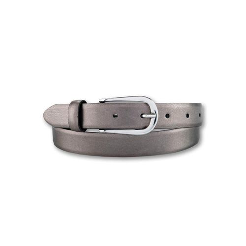 Ledergürtel BERND GÖTZ, Damen, Gr. 100, grau (anthrazit), Leder, unifarben, metallic, casual,feminin,klassisch,modisch, Gürtel, mit silberner Schließe