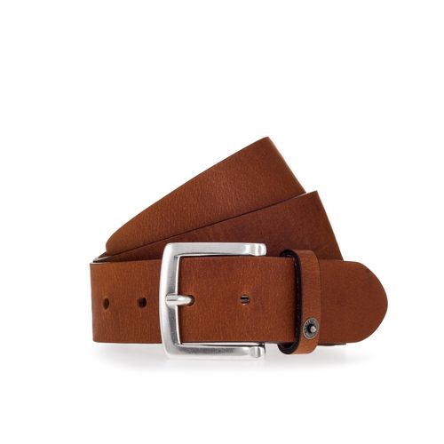 Ledergürtel MUSTANG, Damen, Gr. 95, braun (cognac), Leder, unifarben, casual,klassisch, Gürtel, Mit Druckknopf-Applikation auf der Schlaufe, 4 cm