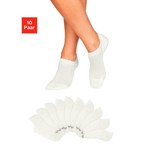 Sneakersocken BENCH., Damen, Gr. 39-42, beige (10x ecru), Baumwolle, Polyamid, Elasthan, unifarben, elastisch, Socken, mit Pikeestruktur