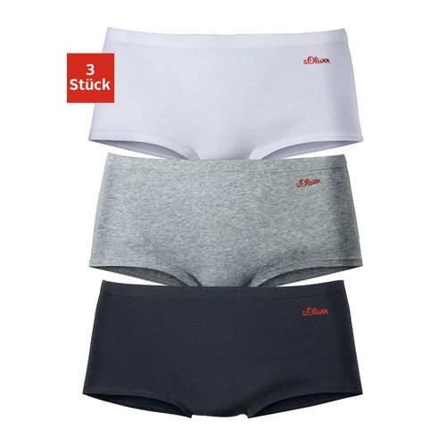 Panty S.OLIVER, Damen, Gr. 40/42 (L), weiß (grau, schwarz, weiß), Jersey, Obermaterial: 90% Baumwolle, 10% Elasthan (LYCRA), unifarben, körpernah, Unterhosen, aus elastischer Baumwoll-Qualität