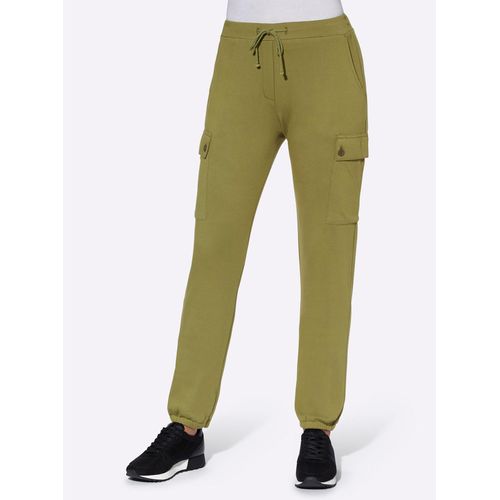 Jogger Pants CLASSIC BASICS, Damen, Gr. 38, Normalgrößen, grün (oliv), 100% Baumwolle, unifarben, lang, Hosen