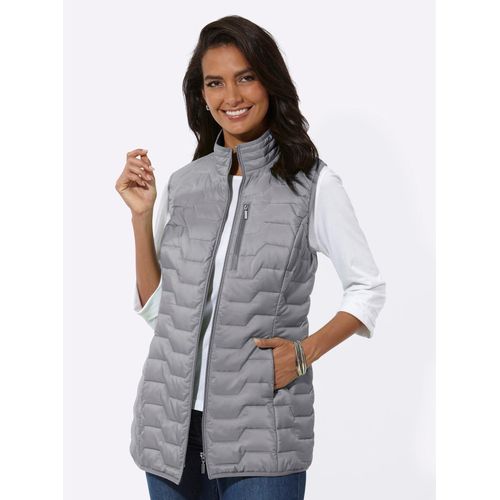 Steppweste CASUAL LOOKS, Damen, Gr. 48, grau (steingrau), 100% Polyester, Wattierung:100% Polyester, unifarben, Westen