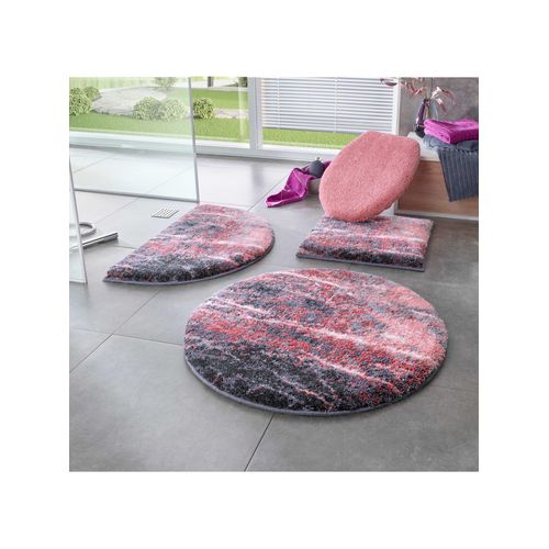 Badematte GRUND Gr. 4, grau (grau, rosé), WC-Vorleger quadratischmit Ausschnitt (50cm x 50cm),, Badematten