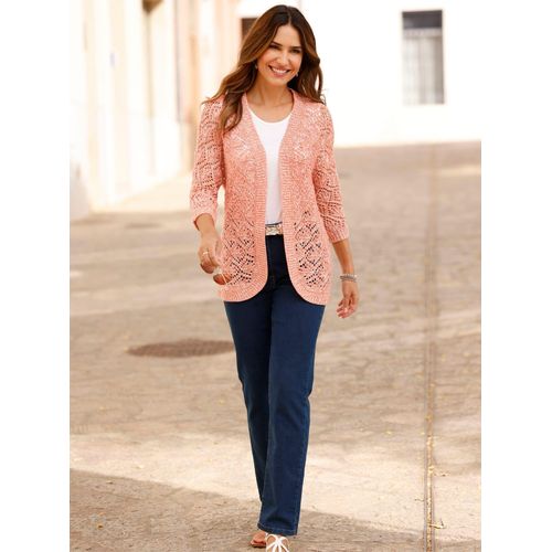 Strickjacke CLASSIC BASICS, Damen, Gr. 48, orange (papaya, ecru, meliert), 50% Baumwolle, 50% Polyacryl, meliert, Strickjacken