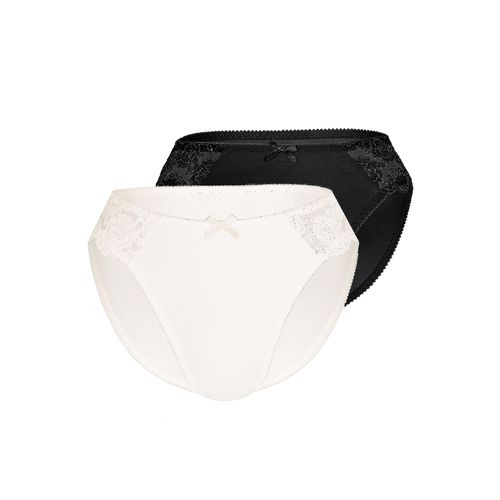 Slip SASSA, Damen, Gr. 40, schwarz (pearl, schwarz), Obermaterial: 85% Polyamid, 15% Elasthan, unifarben, normal, Unterhosen, mit Spitzeneinsatz