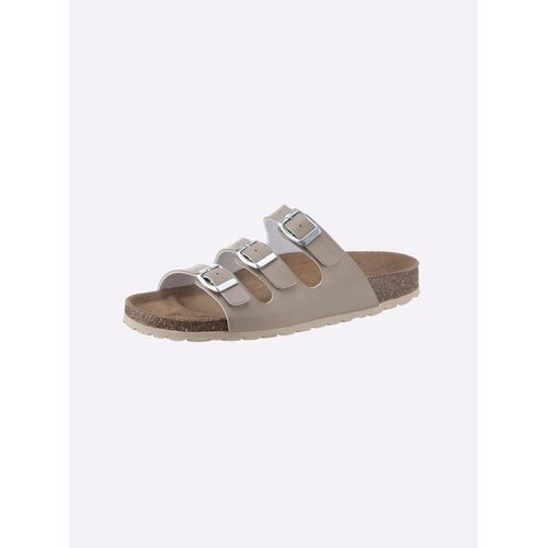 Pantolette BIO TIME, Damen, Gr. 37, grau (taupe), Synthetik, Schuhe