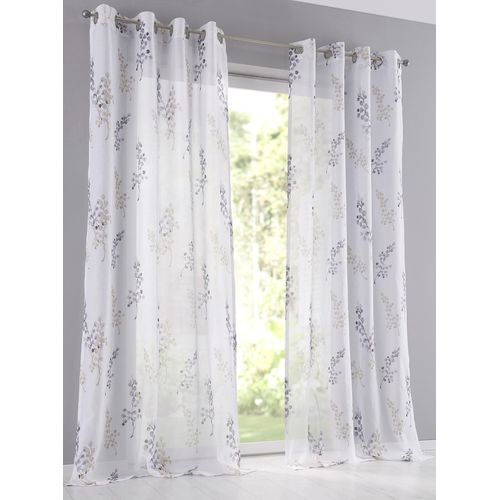 Gardine HEINE HOME Gr. 2, grau (taupe, weiß), B:135cm H:175cm, Polyester, Gardinen