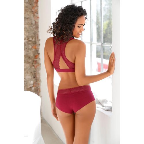 Bustier S.OLIVER, Damen, Gr. 32/34, N-Gr, rot, Jersey, Obermaterial: 95% Baumwolle, 5% Elasthan. Spitze: 86% Polyamid, 14% Elasthan, unifarben, feminin, BHs Bustier Spitzenwäsche Wäsche, aus elastischer Baumwolle mit grafischer Spitze