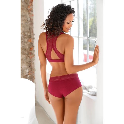 Bustier S.OLIVER, Damen, Gr. 44/46, N-Gr, rot, Jersey, Obermaterial: 95% Baumwolle, 5% Elasthan. Spitze: 86% Polyamid, 14% Elasthan, unifarben, feminin, BHs Bustier Spitzenwäsche Wäsche, aus elastischer Baumwolle mit grafischer Spitze