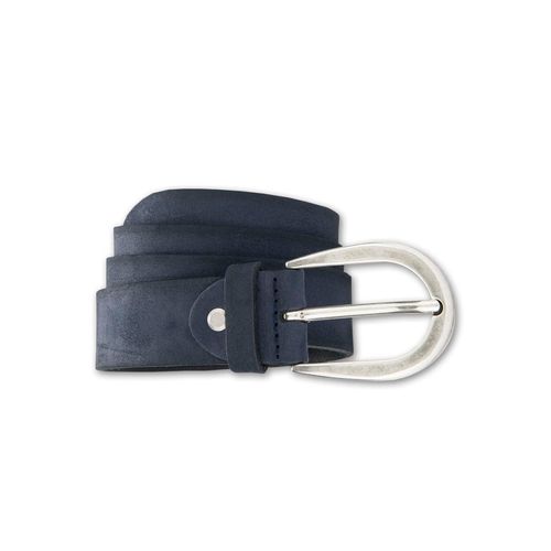 Ledergürtel BERND GÖTZ, Damen, Gr. 110, blau (marine), Leder, unifarben, casual,modisch, Gürtel, mit mattsilberfarbener Dornschließe