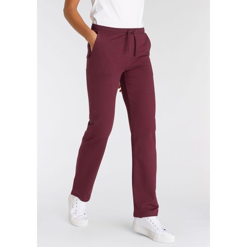 Sweathose FLASHLIGHTS, Damen, Gr. 48/50, N-Gr, rot (bordeaux), Sweatware, Obermaterial: 95% Baumwolle, 5% Elasthan, unifarben, Basic, lässig geschnitten lang, Hosen, Mit Geradem Bein