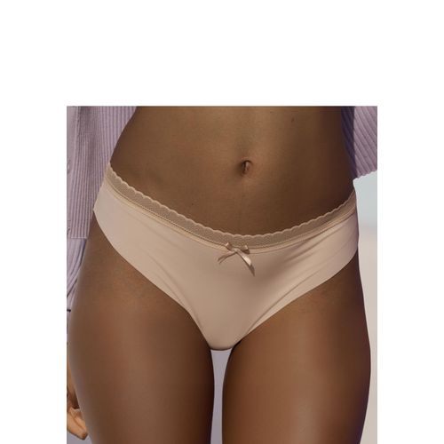 String LASCANA, Damen, Gr. 32/34, braun (toffee), Microtouch, Obermaterial: 65% Polyamid, 35% Elasthan, Unterhosen, SEAMLESS mit nahtloser Verarbeitung und feinem Spitzenbund