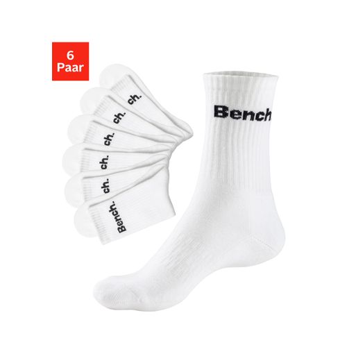 Tennissocken BENCH., Damen, Gr. 47-48, weiß (6x weiß), Baumwollmischung, unifarben, elastisch, Socken, mit Fuß Polsterung