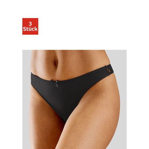 String PETITE FLEUR, Damen, Gr. 32/34, weiß (2xweiß, 1xschwarz), Microfaser, Spitze, Obermaterial: 86% Polyamid, 14% Elasthan, körpernah, Unterhosen, mit Spitze hinten