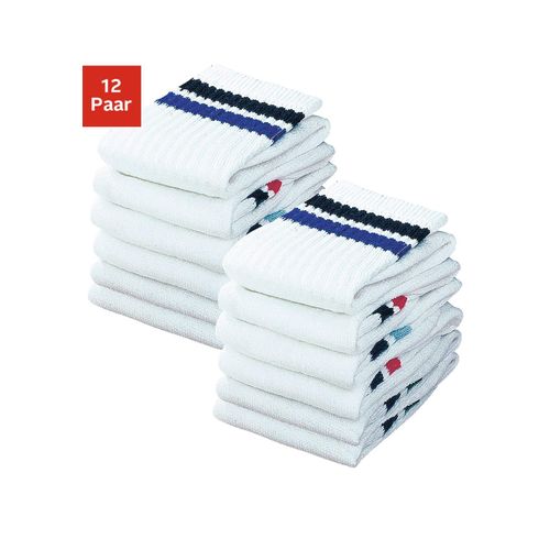 Tennissocken GO IN, Herren, Gr. 35-38, weiß, Obermaterial: 60% Baumwolle, 39% Polyester, 1% Elasthan, geringelt, uni, Socken Multipacks Socken Socken-Set Sportbekleidung Sportsocken Tennissocken Unterwäsche, mit Frottee