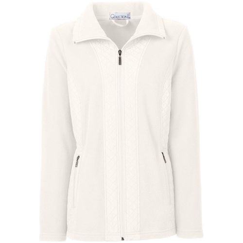 Fleecejacke CASUAL LOOKS, Damen, Gr. 38, beige (ecru), 100% Polyester, unifarben, figurumspielend, Langarm, Jacken