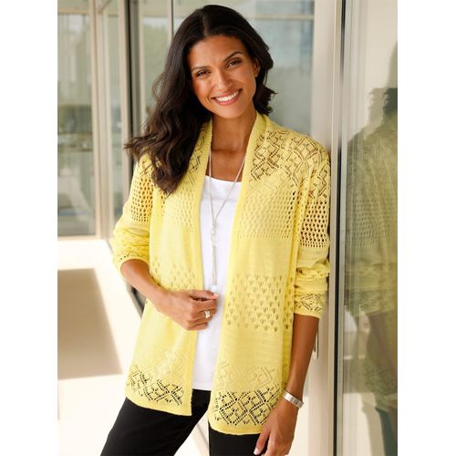 Strickjacke CLASSIC BASICS, Damen, Gr. 48, gelb (zitrone), 100% Polyacryl, unifarben, Strickjacken