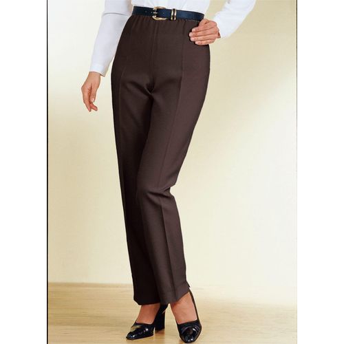 Bügelfaltenhose CLASSIC BASICS, Damen, Gr. 21, Kurzgrößen, braun, 100% Polyester, unifarben, lang, Hosen