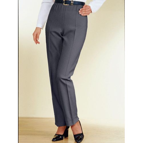 Bügelfaltenhose CLASSIC BASICS, Damen, Gr. 21, Kurzgrößen, grau, 100% Polyester, unifarben, lang, Hosen