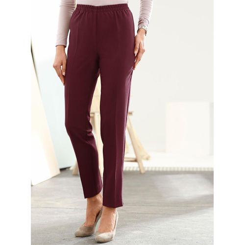 Bügelfaltenhose CLASSIC BASICS, Damen, Gr. 19, Kurzgrößen, rot (bordeaux), 100% Polyester, unifarben, lang, Hosen