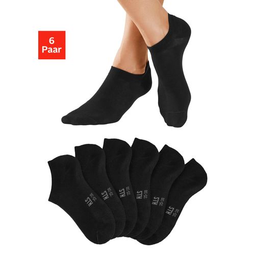Sneakersocken H.I.S, Herren, Gr. 35-38, schwarz (6x schwarz), Baumwollmischung, unifarben, elastisch, Socken, mit besonders kurzem Schaft