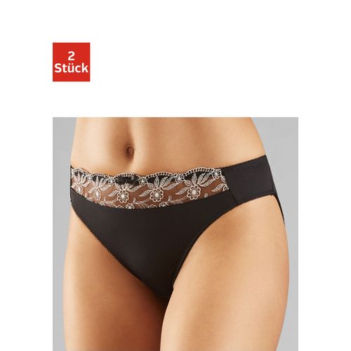 Slip NUANCE, Damen, Gr. 40/42, schwarz-weiß (schwarz, weiß, weiß), Obermaterial: 92% Polyester, 8% Elasthan, Unterhosen, mit schöner Stickereispitze