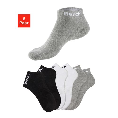 Sportsocken BENCH., Damen, Gr. 39-42, schwarz-weiß (2x schwarz, 2x grau, meliert, 2x weiß), Baumwollmischung, unifarben, elastisch, Socken Sportsocken, Tennis Kurzsocken mit Halbfußfrottee