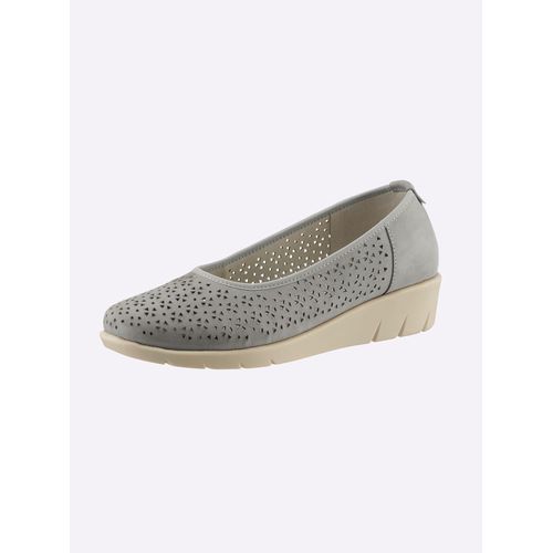 Ballerina CLASSIC BASICS, Damen, Gr. 37, grau (steingrau), Veloursleder, Basic, Schuhe