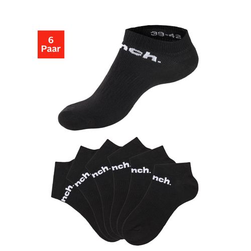 Sportsocken BENCH., Damen, Gr. 35-38, schwarz (6x schwarz), Baumwollmischung, unifarben, elastisch, Socken, Sneakersocken mit klassischem Logoschriftzug