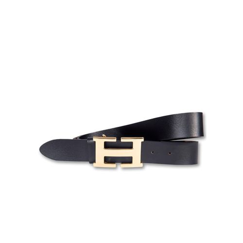 Koppelgürtel SILBERGIFT, Damen, Gr. 90, schwarz, Rindsleder, unifarben, modisch, Gürtel, mit grafischer goldfarbener Gürtelschnalle