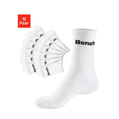 Tennissocken BENCH., Damen, Gr. 35-38, weiß (12x weiß), Baumwollmischung, unifarben, elastisch, Socken, mit Fuß Polsterung