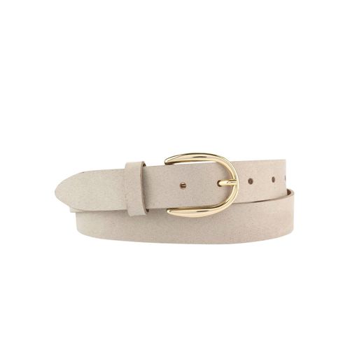 Ledergürtel BERND GÖTZ, Damen, Gr. 95, beige (sand), Leder, unifarben, casual,modisch,klassisch,elegant,feminin, Gürtel, mit goldfarbener Schließe