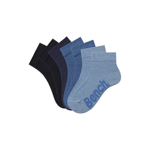 Kurzsocken BENCH., Herren, Gr. 43-46, blau (2x marine, 1x dunkelblau, 2x jeansblau, meliert, 2x jeans, meliert), Baumwollmischung, uni und meliert, elastisch, Socken Multipacks, in ansprechendem Mäppchen mit Reißverschluss