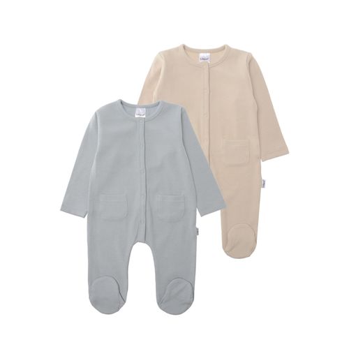 Overall LILIPUT, Kinder, Gr. 74, EURO-Größen, blau (beige, blau), 95% Baumwolle, 5% Polyester, casual, Rundhals, Langarm, Overalls, mit praktischen Druckknöpfen