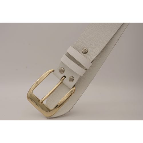 Ledergürtel ANNAMATONI, Damen, Gr. 100, weiß, Rindsleder, unifarben, casual, Gürtel, mit goldener Schließe