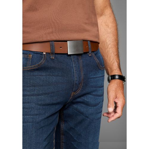 Koppelgürtel MAN'S WORLD, Herren, Gr. 105, braun (baileys), Rindsleder, unifarben, Gürtel, mit zeitloser mattsilberne Koppelschließe bis Gr. 135 - NEW