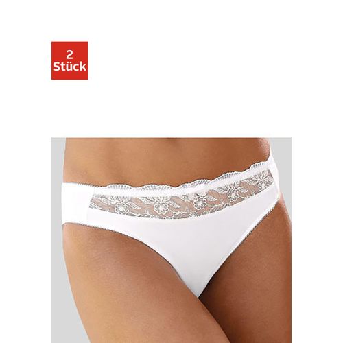 Slip NUANCE, Damen, Gr. 44/46, weiß (2xweiß), Obermaterial: 92% Polyester, 8% Elasthan, Unterhosen, mit schöner Stickereispitze