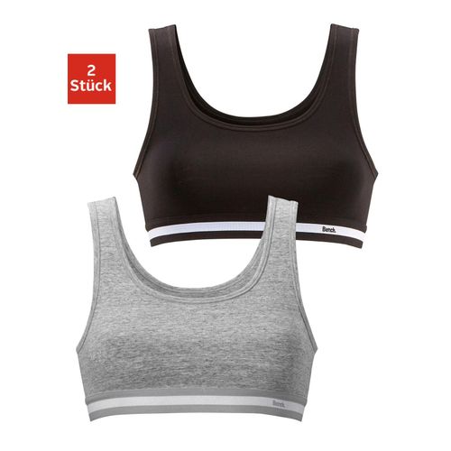Bustier BENCH., Mädchen, Gr. 134/140, N-Gr, grau (grau, meliert, schwarz), Jersey, Obermaterial: 90% Baumwolle, 10% Elasthan (LYCRA), unifarben, sportlich, körpernah, BHs, mit weichem Webbund