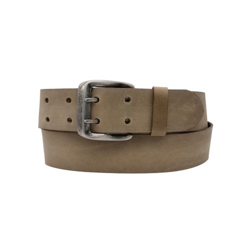 Ledergürtel ANNAMATONI, Damen, Gr. 105, grau (taupe), Leder, unifarben, vintage, Antik-Look, used, casual,klassisch,modisch, Gürtel, Mit Doppeldorn-Schließe im Vintage-Look