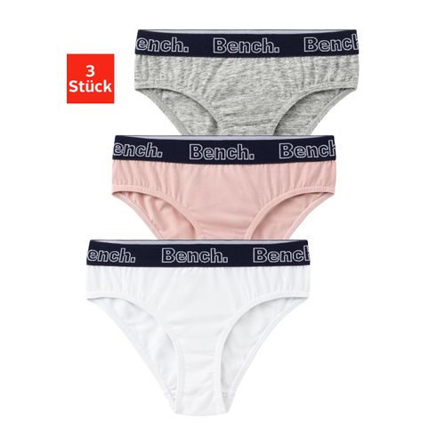 Slip BENCH., Kinder, Gr. 122/128, pink (rose, weiß, grau meliert), Jersey, Obermaterial: 90% Baumwolle, 10% Elasthan (LYCRA), unifarben, körpernah, Unterhosen Slip Unterhose Unterwäsche, mit Logo Webbund