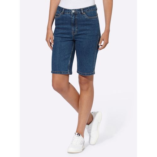 Jeansshorts HEINE, Damen, Gr. 50, Normalgrößen, blau (blau, stone, washed), 99% Baumwolle, 1% Elasthan, unifarben, kurz, Jeans