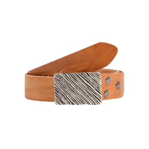 Ledergürtel, Damen, Gr. 115, braun (cognac), Leder, RETTUNGSRING BY SHOWROOM 019, unifarben, casual,modisch, Gürtel, mit austauschbarer Schließe »Seegras Rechteck«