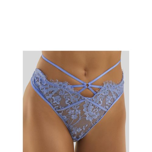 String LASCANA, Damen, Gr. 48/50, lila (blauviolet), Microtouch, Obermaterial: 100% Polyamid, körpernah, Unterhosen, mit aufregender Bänder-Optik