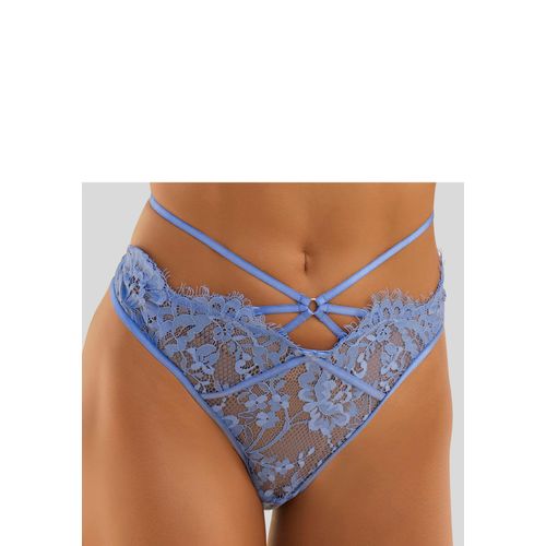 String LASCANA, Damen, Gr. 44/46, lila (blauviolet), Microtouch, Obermaterial: 100% Polyamid, körpernah, Unterhosen, mit aufregender Bänder-Optik